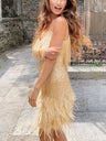 Tassel Sequins Feather Splicing Mini&Short Dresses