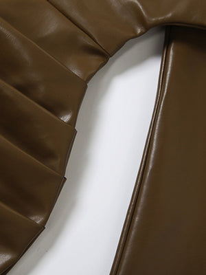 PU Leather Plush Patchwork Sexy Waist-cinching And Hip-hugging Mini&Short Dresses