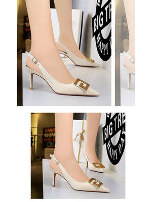 Liber Spring and Autumn Metal Buckle Women's High Heels