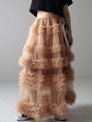 Mesh Three Floors Sweet A-line Skirt