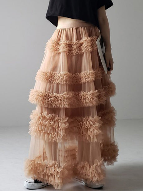 Mesh Three Floors Sweet A-line Skirt