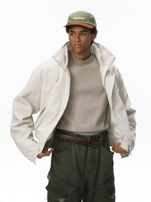 Removable Lapel Plush Contrasting Colors Jackets Coat