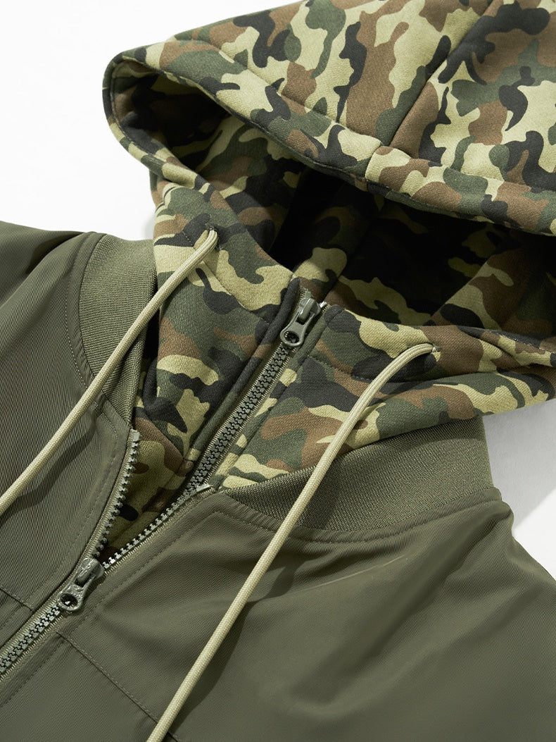 Removable Fake Two Pieces Cleanfit Hooded Baseball Uniform