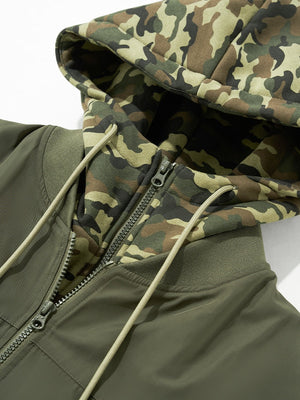 Removable Fake Two Pieces Cleanfit Hooded Baseball Uniform