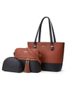 Color-blocked Tote Bag 3-piece Set