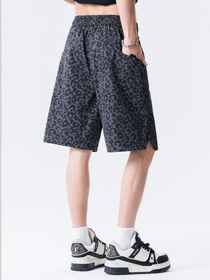 Retro Leopard Print Five Points Shorts