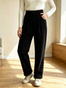 Retro-style Corduroy High-waisted Pocket Casual Trousers