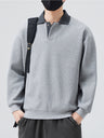 Contrasting Colors Lapel Stripes Sweatshirts