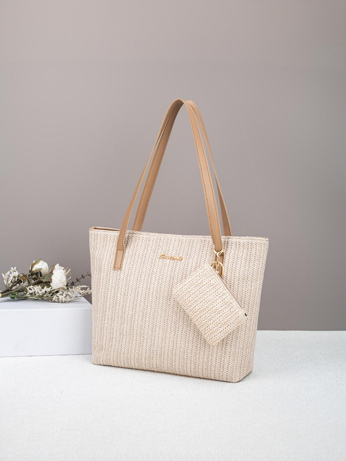 Solid Color Vacation Straw Tote Bag