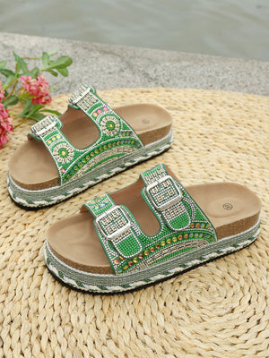 Colorful Rhinestone Platform Sandals