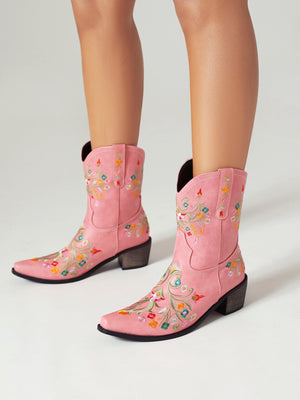 Vintage Western Cowboy Floral Embroidered Women's Boots