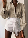 Openwork Flowers Long Sleeves Cardigan Shirts