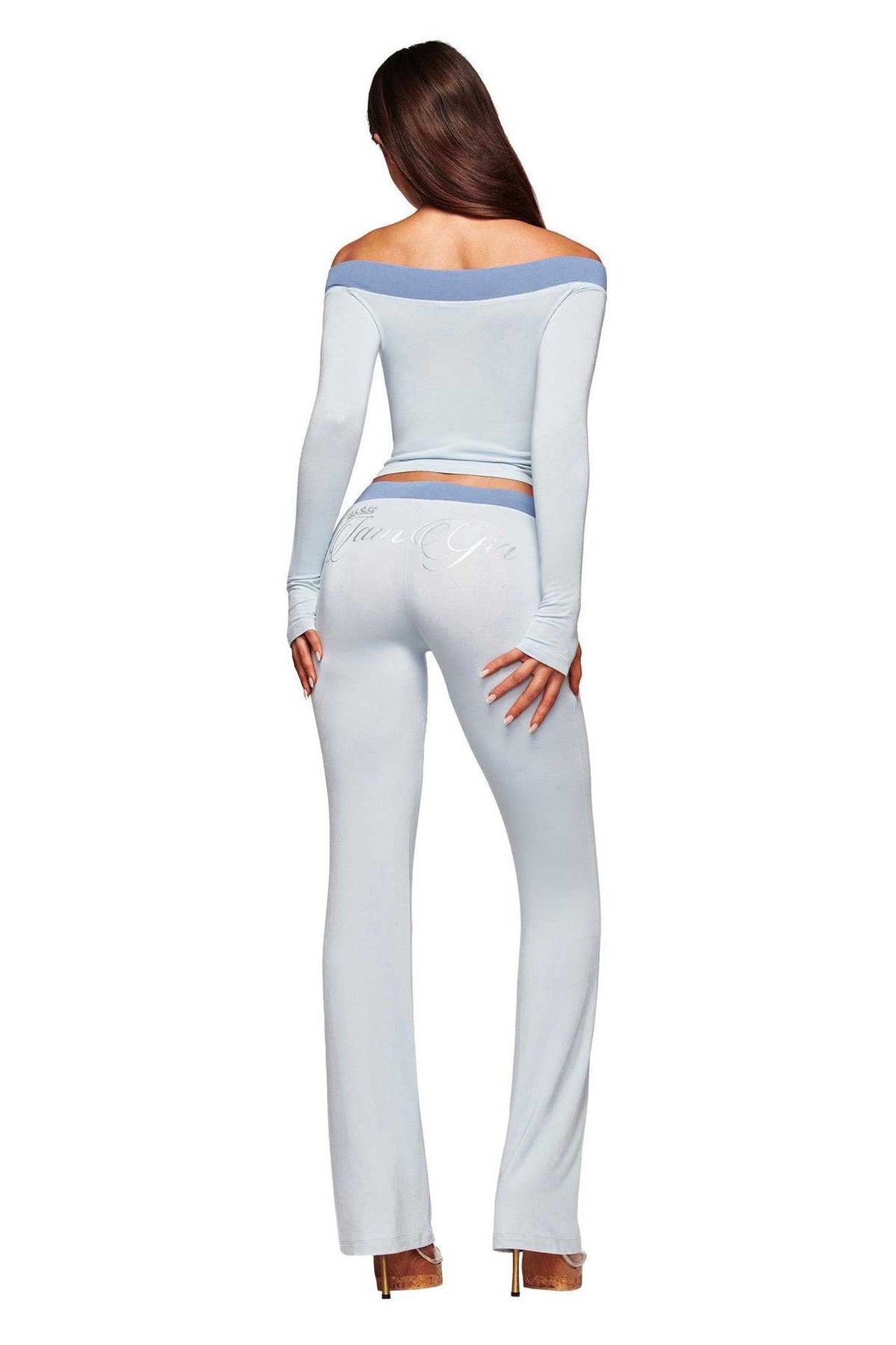 Stylish Off-shoulder Color-blocked Suit