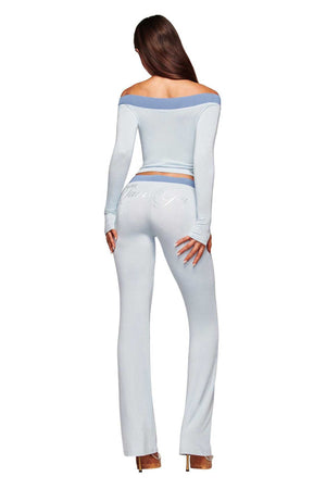 Stylish Off-shoulder Color-blocked Suit