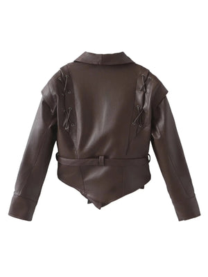 Lace-up Faux Leather Jacket