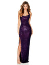 Slit Sequined Halter Neck Maxi Dresses