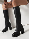 Solid Color Waterproof Platform Elastic Knee-high Women's Boots