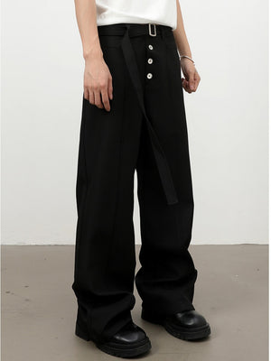 Stereo Multiple Buttons Straight-fit Dress Pants Pants