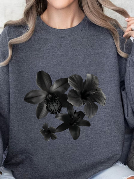 Flower Head Printed Sweatshirt