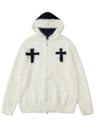 Retro Mohair Loose Zipper Hooded Cardigans