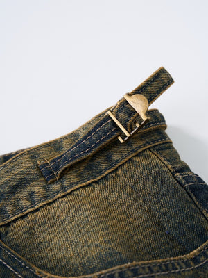 Retro Dirty Hole Red Diamond Distressed Jeans