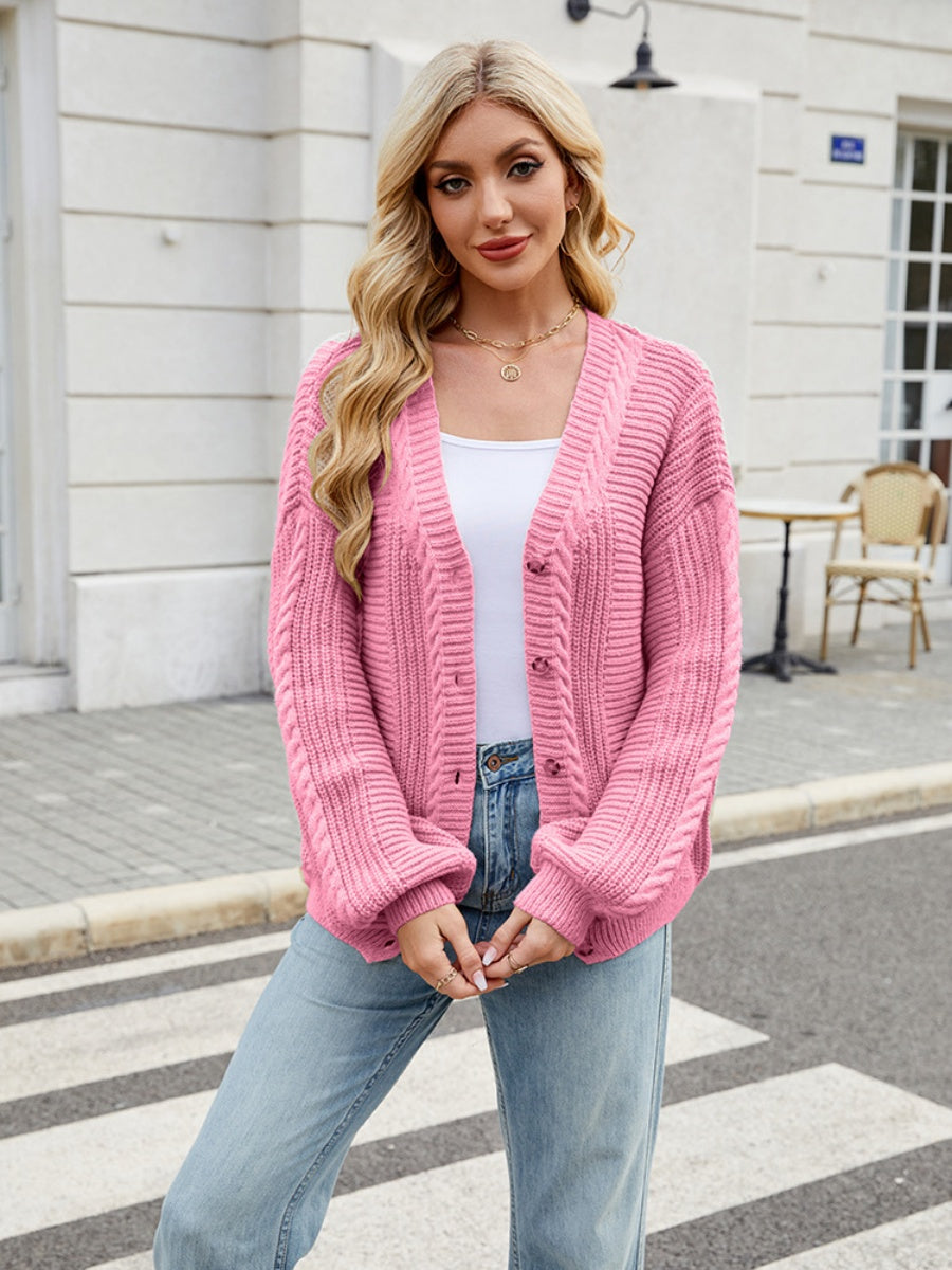 Liber Autumn Women's Buttons Plain stitch Lantern cuffs Cardigans Coat