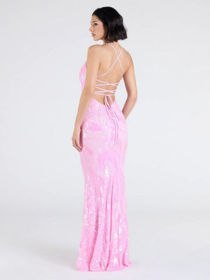 Sequins V-neck Spaghetti Strap Maxi Dress
