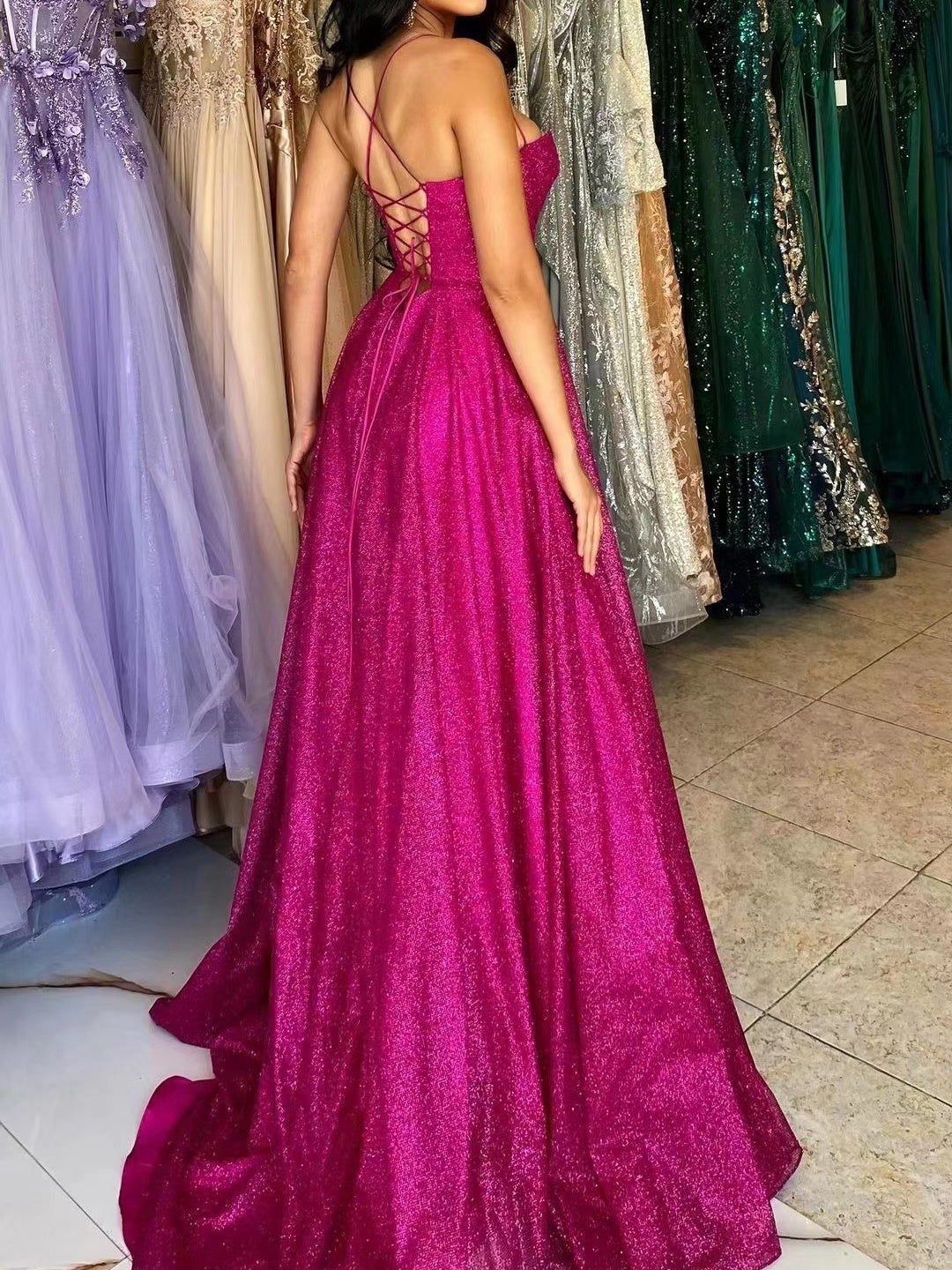 Sprinkled Gold Sleeveless Tube Top Large Skirt Maxi Dresses