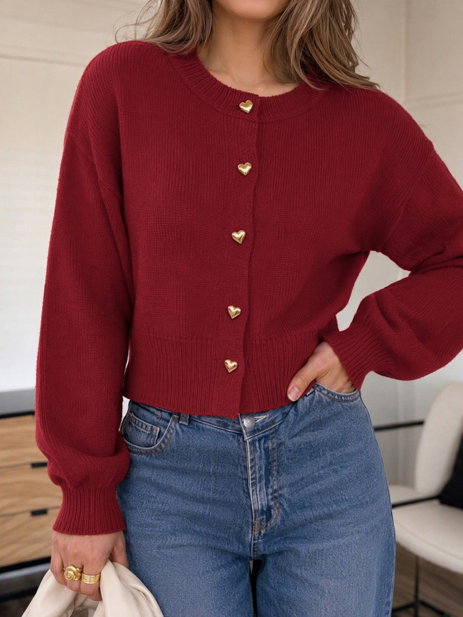 Buttons Solid Color Cardigans