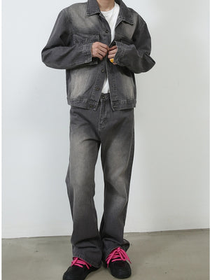 Retro Washed Denim Loose-fit Pants
