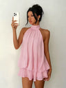 Neck Strap Backless Ruffle Mini&Short Dresses