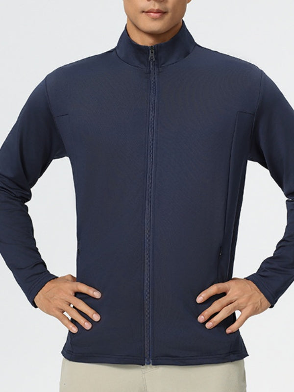 Stand Collar Solid Color Slim Coat Jackets