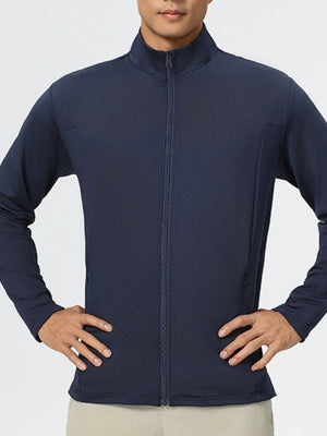 Stand Collar Solid Color Slim Coat Jackets