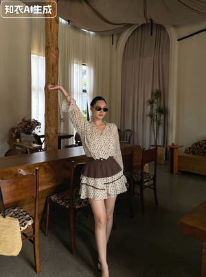 Korean Style Preppy Polka Dot Dress Two-piece Set