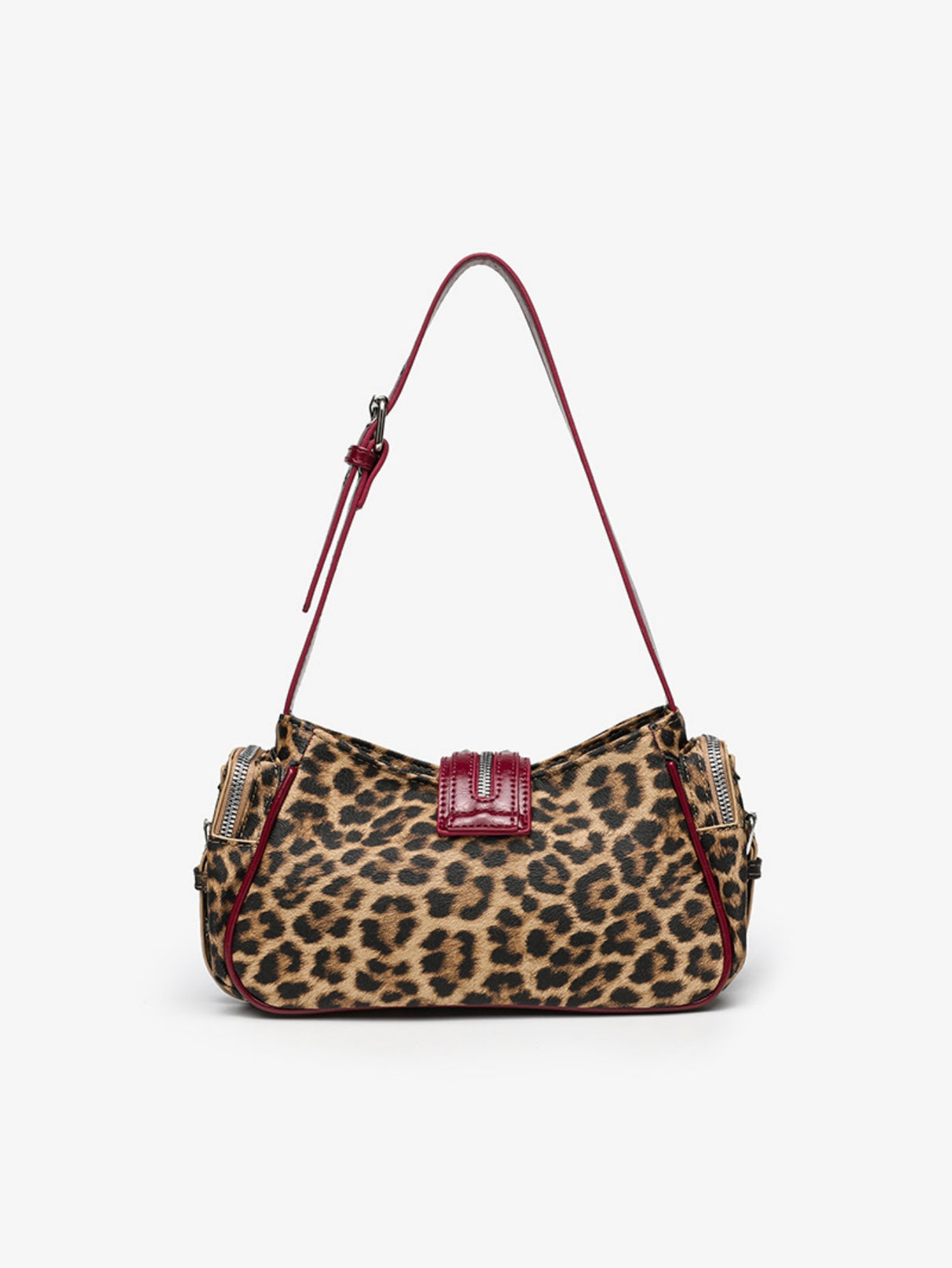Stylish Leopard Print Edgy Biker Studded Shoulder Bag