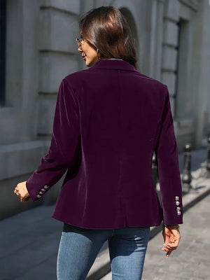Slim Velvet Buttons Patch Pocket Blazer