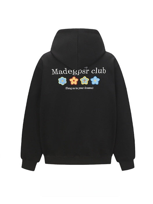 Ins Hip Hop Embroidered Floral Towel Hoodies