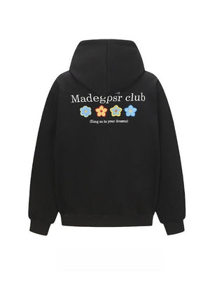 Ins Hip Hop Embroidered Floral Towel Hoodies