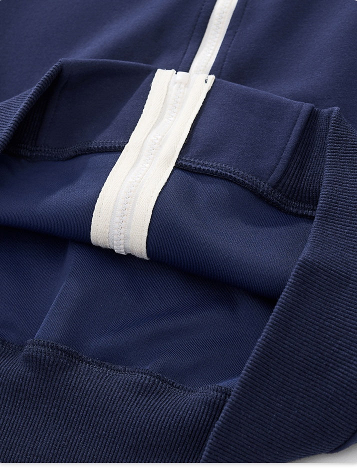 Stripes College Style Zipper Stand Collar Jackets