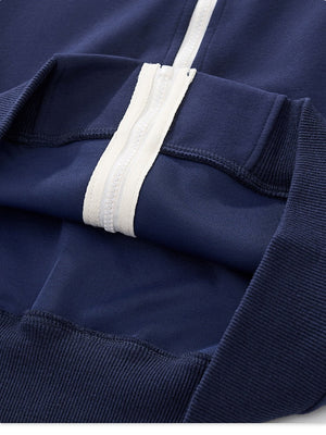 Stripes College Style Zipper Stand Collar Jackets