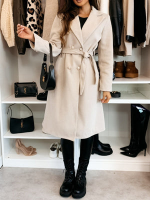Long Lace-up Woolen Coat