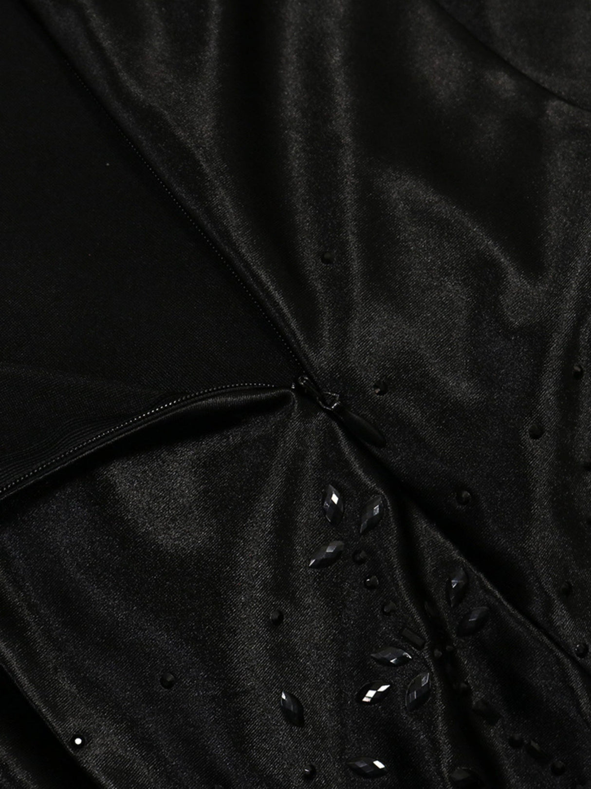 Robe de soirée maxi moulante à bretelles spaghetti et fleurs 3D ornées de strass