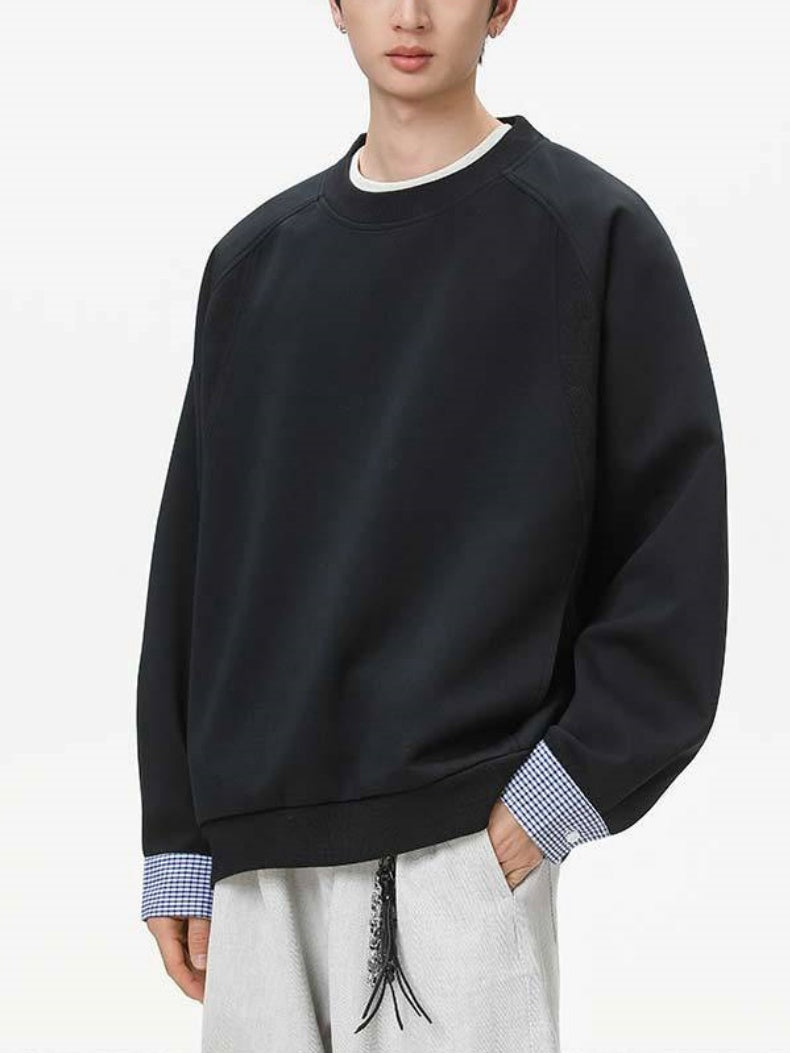 Pocket Color-blocked Loose-fit Sweatshirts&Hoodies