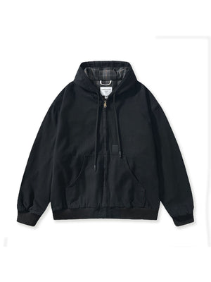 Retro Plaid Tooling Hooded Jacket