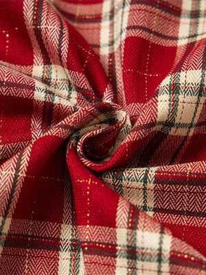 Punk Loose Plaid Printed Letters Plaid Long-sleeved Shirt