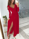 V-neck Slit Commuting Maxi Dresses