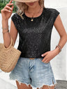 Sequins Round Neck Sleeveless Tank Tops
