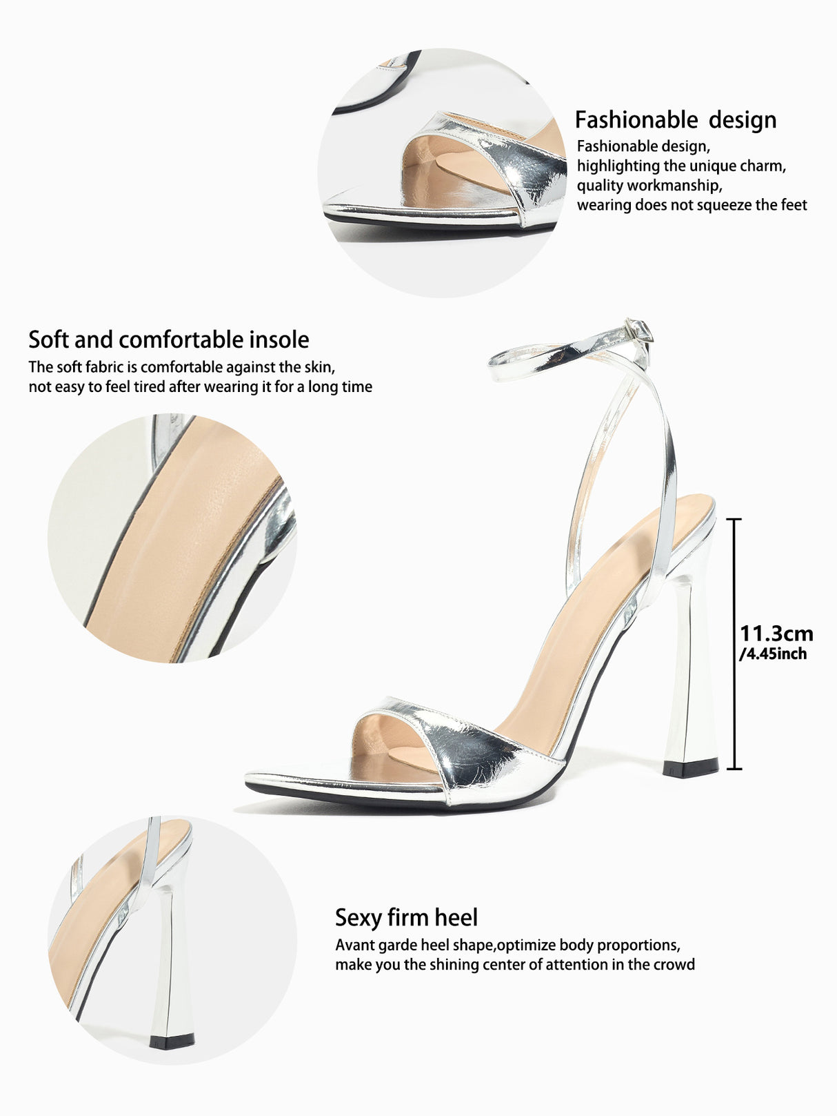 Silver Party High-Heeled Sandals