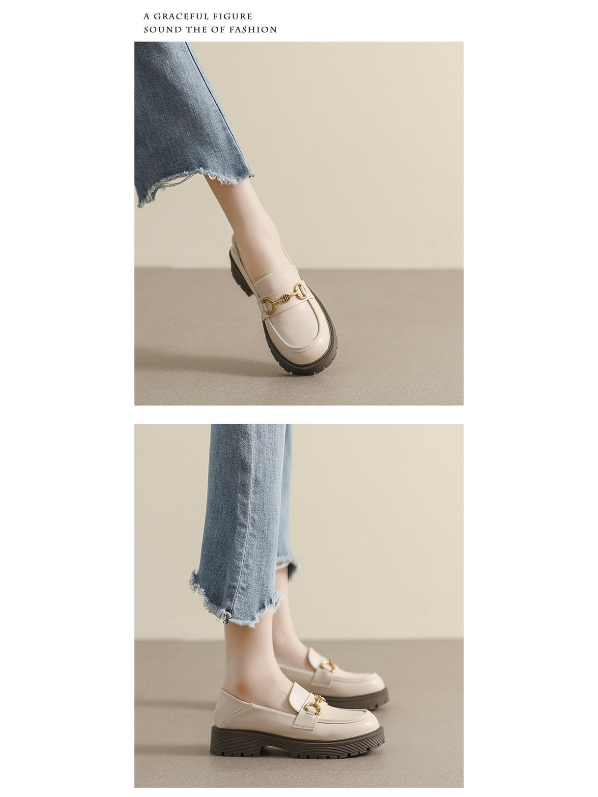 Liber Spring and Autumn Thick-soled Metal Buckle Women's Loafers