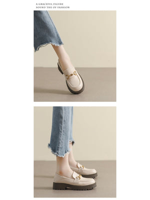 Liber Spring and Autumn Thick-soled Metal Buckle Women's Loafers